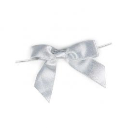 Pre-tied Bow Metallic Silver 8.9 cm (25 pieces) [MBOWS]