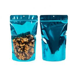Stand Up Pouches Transparent/Blue 17,1x8,9x28,6cm With Hanghole (100 Pieces) [ZBGB4AM]