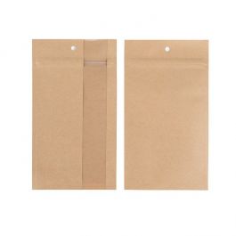 Grip Seal Bags Kraft With Vertical Window 10.2x16.5 cm (100 pieces) [HZBV5K]