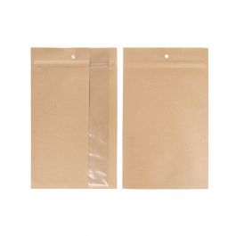 Grip Seal Bags Kraft With Vertical Window 15.2x23.5 cm (100 pieces) [HZBV7K]