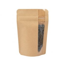 Stand Up Pouch w/ Vertical Window Kraft 10.2x6x15.2 cm (100 pieces) [ZBGV2K]