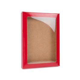 Kraft Gift Boxes with Window Red 9.5x1.5x13.2cm (25 pieces) [WGRG10]