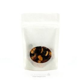 Stand Up Pouches Kraft White with oval Window 10x6x15cm | 57 grams (100 pieces) [ZBGO2WK]