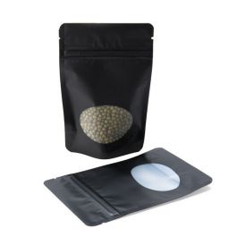 Stand Up Pouches Matt Black with oval Window 10x6x15cm | 57 grams (100 pieces) [ZBGO2MB]