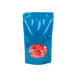 Stand Up Pouches Blue with oval Window 17x9x28.5cm | 340 grams (100 pieces) [ZBGO4BL]