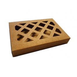 Kraft Gift Boxes with cut out grid 7x1,4x10,3 cm (25 pieces) [WKRL200]