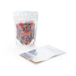 Stand Up Pouches Transparent/Gold 9.5x5.7x15.7cm | 57 grams With Hang Hole (100 pieces) [ZBGG35H]