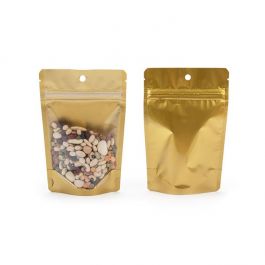 Stand Up Pouches Transparent/Gold 10,2x6x15,2cm With Hanghole (100 Pieces) [ZBGGC2H]