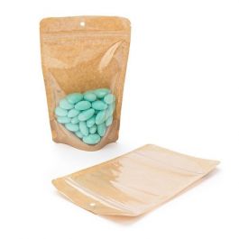 Stand Up Pouches Transparent/Kraft 13x8x20.5cm | 113 grams with round hang hole (100 pieces) [ZBGKC3H]