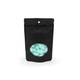 Stand Up Pouches Black With Oval Window 10,2x6x15,2cm With Hanghole (100 Pieces) [ZBGO2MBH]