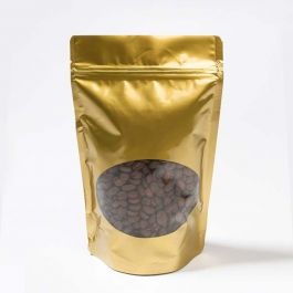 Stand Up Pouches Gold with oval Window 21x9x29cm | 510 grams (100 pieces) [ZBGO5G]