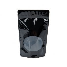 Stand Up Pouches Black with oval Window 15x9x23.2cm | 312 grams (100 pieces) [ZBGO7B]