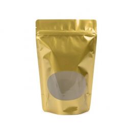Stand Up Pouches Gold with oval Window 15x9x23.2cm | 312 grams (100 pieces) [ZBGO7G]