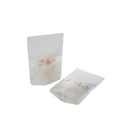 Stand Up Pouches White Kraft 10x6x15cm | 57 grams w/Window (100 pieces) [ZBGW2WK]