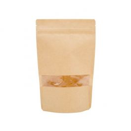 Stand Up Pouches Kraft 15x9x23cm with Window (100 pieces) [ZBGW7K]