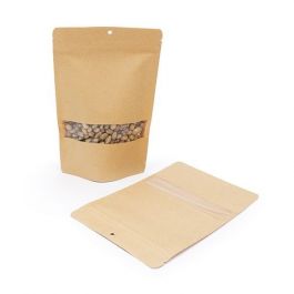 Stand Up Pouches Kraft 15x9x23cm with Window with hang hole (100 pieces) [ZBGW7KH]