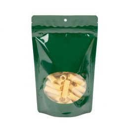 Stand Up Pouches Green With Oval Window 14,9x8,9x23,2cm With Hanghole (100 Pieces) [ZBGO7HGH]