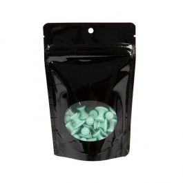Stand Up Pouches Black With Oval Window 10,2x6x15,2cm With Hanghole (100 Pieces) [ZBGO2BH]