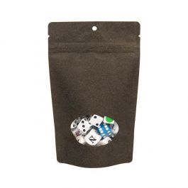 Stand Up Pouches Kraft Black with oval Window 13x8x20.5cm with hanghole | 113 grams (100 pieces) [ZBGO3BKH]